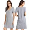 imageWiWi Viscose from Bamboo Nightgowns for Women Short Sleeve Sleep Shirt V Neck Nightgown Plus Size Sleepwear S4XBheather Grey
