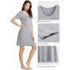 imageWiWi Viscose from Bamboo Nightgowns for Women Short Sleeve Sleep Shirt V Neck Nightgown Plus Size Sleepwear S4XBheather Grey