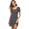 imageWiWi Viscose from Bamboo Nightgowns for Women Short Sleeve Sleep Shirt V Neck Nightgown Plus Size Sleepwear S4XBiron Grey