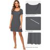 imageWiWi Viscose from Bamboo Nightgowns for Women Short Sleeve Sleep Shirt V Neck Nightgown Plus Size Sleepwear S4XBiron Grey