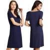 imageWiWi Viscose from Bamboo Nightgowns for Women Short Sleeve Sleep Shirt V Neck Nightgown Plus Size Sleepwear S4XBnavy