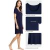 imageWiWi Viscose from Bamboo Nightgowns for Women Short Sleeve Sleep Shirt V Neck Nightgown Plus Size Sleepwear S4XBnavy