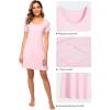 imageWiWi Viscose from Bamboo Nightgowns for Women Short Sleeve Sleep Shirt V Neck Nightgown Plus Size Sleepwear S4XBpink