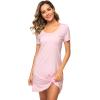 imageWiWi Viscose from Bamboo Nightgowns for Women Short Sleeve Sleep Shirt V Neck Nightgown Plus Size Sleepwear S4XBpink