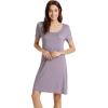 imageWiWi Viscose from Bamboo Nightgowns for Women Short Sleeve Sleep Shirt V Neck Nightgown Plus Size Sleepwear S4XBviolet