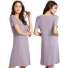 imageWiWi Viscose from Bamboo Nightgowns for Women Short Sleeve Sleep Shirt V Neck Nightgown Plus Size Sleepwear S4XBviolet