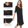 imageWiWi Viscose from Bamboo Nightgowns for Women Short Sleeve Sleep Shirt V Neck Nightgown Plus Size Sleepwear S4XCblack