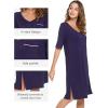 imageWiWi Viscose from Bamboo Nightgowns for Women Short Sleeve Sleep Shirt V Neck Nightgown Plus Size Sleepwear S4XCnavy