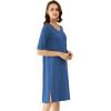 imageWiWi Viscose from Bamboo Nightgowns for Women Short Sleeve Sleep Shirt V Neck Nightgown Plus Size Sleepwear S4XCprussian Blue