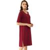 imageWiWi Viscose from Bamboo Nightgowns for Women Short Sleeve Sleep Shirt V Neck Nightgown Plus Size Sleepwear S4XCwine