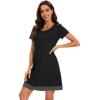 imageWiWi Viscose from Bamboo Nightgowns for Women Short Sleeve Sleep Shirt V Neck Nightgown Plus Size Sleepwear S4XDblack