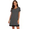 imageWiWi Viscose from Bamboo Nightgowns for Women Short Sleeve Sleep Shirt V Neck Nightgown Plus Size Sleepwear S4XDcharcoal