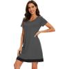 imageWiWi Viscose from Bamboo Nightgowns for Women Short Sleeve Sleep Shirt V Neck Nightgown Plus Size Sleepwear S4XDcharcoal