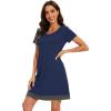 imageWiWi Viscose from Bamboo Nightgowns for Women Short Sleeve Sleep Shirt V Neck Nightgown Plus Size Sleepwear S4XDdark Blue