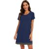 imageWiWi Viscose from Bamboo Nightgowns for Women Short Sleeve Sleep Shirt V Neck Nightgown Plus Size Sleepwear S4XDdark Blue