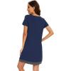 imageWiWi Viscose from Bamboo Nightgowns for Women Short Sleeve Sleep Shirt V Neck Nightgown Plus Size Sleepwear S4XDdark Blue