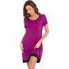 imageWiWi Viscose from Bamboo Nightgowns for Women Short Sleeve Sleep Shirt V Neck Nightgown Plus Size Sleepwear S4XDdark Reddish Purple