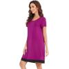 imageWiWi Viscose from Bamboo Nightgowns for Women Short Sleeve Sleep Shirt V Neck Nightgown Plus Size Sleepwear S4XDdark Reddish Purple