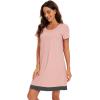 imageWiWi Viscose from Bamboo Nightgowns for Women Short Sleeve Sleep Shirt V Neck Nightgown Plus Size Sleepwear S4XDpeach Pink