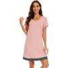 imageWiWi Viscose from Bamboo Nightgowns for Women Short Sleeve Sleep Shirt V Neck Nightgown Plus Size Sleepwear S4XDpeach Pink