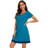 imageWiWi Viscose from Bamboo Nightgowns for Women Short Sleeve Sleep Shirt V Neck Nightgown Plus Size Sleepwear S4XDteal Blue