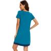 imageWiWi Viscose from Bamboo Nightgowns for Women Short Sleeve Sleep Shirt V Neck Nightgown Plus Size Sleepwear S4XDteal Blue