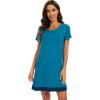 imageWiWi Viscose from Bamboo Nightgowns for Women Short Sleeve Sleep Shirt V Neck Nightgown Plus Size Sleepwear S4XDteal Blue