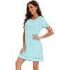 imageWiWi Viscose from Bamboo Nightgowns for Women Short Sleeve Sleep Shirt V Neck Nightgown Plus Size Sleepwear S4XEaqua