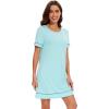 imageWiWi Viscose from Bamboo Nightgowns for Women Short Sleeve Sleep Shirt V Neck Nightgown Plus Size Sleepwear S4XEaqua