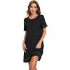 imageWiWi Viscose from Bamboo Nightgowns for Women Short Sleeve Sleep Shirt V Neck Nightgown Plus Size Sleepwear S4XEblack