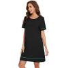 imageWiWi Viscose from Bamboo Nightgowns for Women Short Sleeve Sleep Shirt V Neck Nightgown Plus Size Sleepwear S4XEblack