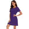 imageWiWi Viscose from Bamboo Nightgowns for Women Short Sleeve Sleep Shirt V Neck Nightgown Plus Size Sleepwear S4XEdark Purple