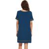 imageWiWi Viscose from Bamboo Nightgowns for Women Short Sleeve Sleep Shirt V Neck Nightgown Plus Size Sleepwear S4XEink Blue