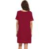 imageWiWi Viscose from Bamboo Nightgowns for Women Short Sleeve Sleep Shirt V Neck Nightgown Plus Size Sleepwear S4XEwine Red