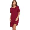 imageWiWi Viscose from Bamboo Nightgowns for Women Short Sleeve Sleep Shirt V Neck Nightgown Plus Size Sleepwear S4XEwine Red