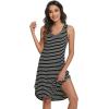 imageWiWi Viscose from Bamboo Nightgowns for Women Soft Sleeveless Tank Sleep Shirts Plus Size Sleepwear Night Dress S4XAblack White Stripe
