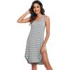 imageWiWi Viscose from Bamboo Nightgowns for Women Soft Sleeveless Tank Sleep Shirts Plus Size Sleepwear Night Dress S4XAgrey White Stripe