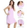 imageWiWi Viscose from Bamboo Nightgowns for Women Soft Sleeveless Tank Sleep Shirts Plus Size Sleepwear Night Dress S4XAlight Purple