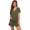 imageWiWi Viscose from Bamboo Pajamas Set for Women Soft Short Sleeve with Shorts Summer Plus Size Pjs Sets Sleepwear S4XAarmy Green