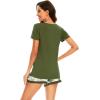 imageWiWi Viscose from Bamboo Pajamas Set for Women Soft Short Sleeve with Shorts Summer Plus Size Pjs Sets Sleepwear S4XAarmy Green Flower