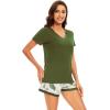imageWiWi Viscose from Bamboo Pajamas Set for Women Soft Short Sleeve with Shorts Summer Plus Size Pjs Sets Sleepwear S4XAarmy Green Flower