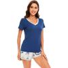 imageWiWi Viscose from Bamboo Pajamas Set for Women Soft Short Sleeve with Shorts Summer Plus Size Pjs Sets Sleepwear S4XAblue Depth Flower