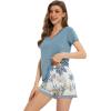 imageWiWi Viscose from Bamboo Pajamas Set for Women Soft Short Sleeve with Shorts Summer Plus Size Pjs Sets Sleepwear S4XAblue Floral