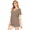 imageWiWi Viscose from Bamboo Pajamas Set for Women Soft Short Sleeve with Shorts Summer Plus Size Pjs Sets Sleepwear S4XAcamel