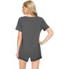 imageWiWi Viscose from Bamboo Pajamas Set for Women Soft Short Sleeve with Shorts Summer Plus Size Pjs Sets Sleepwear S4XAcharcoal Heather