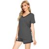 imageWiWi Viscose from Bamboo Pajamas Set for Women Soft Short Sleeve with Shorts Summer Plus Size Pjs Sets Sleepwear S4XAcharcoal Heather