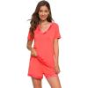 imageWiWi Viscose from Bamboo Pajamas Set for Women Soft Short Sleeve with Shorts Summer Plus Size Pjs Sets Sleepwear S4XAcoral
