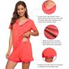 imageWiWi Viscose from Bamboo Pajamas Set for Women Soft Short Sleeve with Shorts Summer Plus Size Pjs Sets Sleepwear S4XAcoral