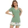 imageWiWi Viscose from Bamboo Pajamas Set for Women Soft Short Sleeve with Shorts Summer Plus Size Pjs Sets Sleepwear S4XAgreen Floral