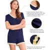 imageWiWi Viscose from Bamboo Pajamas Set for Women Soft Short Sleeve with Shorts Summer Plus Size Pjs Sets Sleepwear S4XAnavy